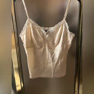 New without tag White silk with lace Cami